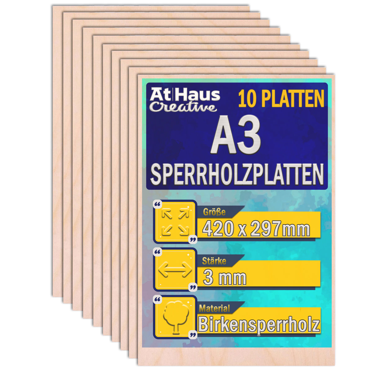 athaus - 10x set sperrholzplatte 3mm a3, a4, a5, a6